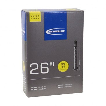 INNER TUBE FOR BICYCLE 650 x 20-25 SCHWALBE EXTRA LIGHT - PRESTA VALVE 60mm (SV11) 4026495099028