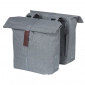 DOUBLE BAG FOR BICYCLE -REAR- BASIL CITY- LIGHT GREY 28/32Lt - ON CARRIER WITH VELCRO TAPES (30x18x49cm) WITH FOLDABLE TOP COVER