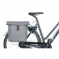 DOUBLE BAG FOR BICYCLE -REAR- BASIL CITY- LIGHT GREY 28/32Lt - ON CARRIER WITH VELCRO TAPES (30x18x49cm) WITH FOLDABLE TOP COVER