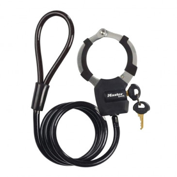 ANTIVOL VELO / TROTTINETTE CABLE A BOUCLE AVEC MENOTTE MASTERLOCK STREET CUFF DIAM 8mm L1M - LIVRE AVEC 4 CLES -NIVEAU SECURITE 6 3520190944702