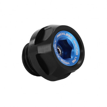 OIL CAP FOR MAXISCOOTER RECKLESS ALUMINIUM FOR YAMAHA 530 TMAX 2017>2019 BLACK/BLUE (SOLD PER UNIT)