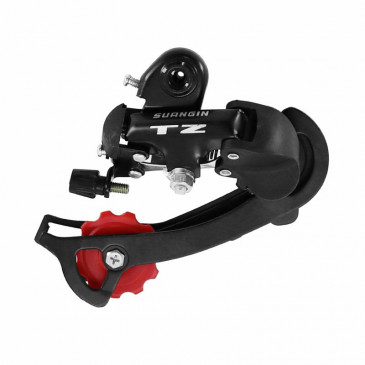 DERAILLEUR-REAR-FOR MTB- P2R 8/-7 Speed. BLACK TZ LONG CAGE - TO SCREW (COMPATIBLE SHIMANO > 30T. ) ON CARD