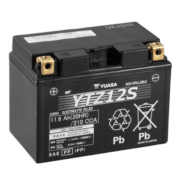 BATTERY 12V 11 Ah YTZ12S YUASA MF HIGH PERFORMANCE "READY TO USE" (Lg150xWd87xH110) 4906958001471