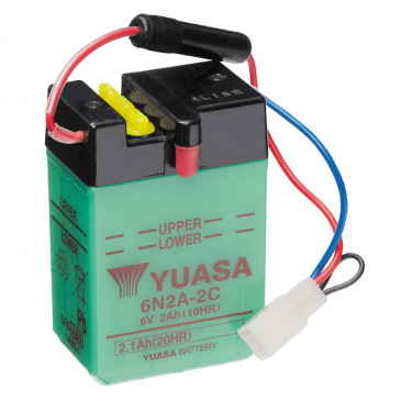 BATTERIE 6V 2 Ah 6N2A-2C YUASA CONVENTIONNELLE AVEC ENTRETIEN (Lg70xL47xH106mm)