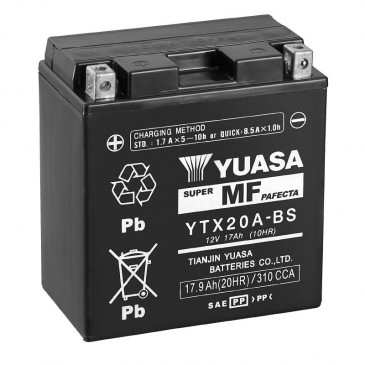 BATTERY 12V 17 Ah YTX20A-BS YUASA MF MAINTENANCE FREE-SUPPLIED WITH ACID PACK (Lg150xWd87xH161)