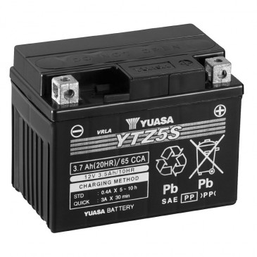 BATTERIE 12V 3,5 Ah YTZ5S YUASA ACTIVEE EN USINE PRETE A L'EMPLOI (Lg113xL70xH85mm)