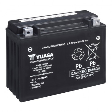 BATTERY 12V 18 Ah YTX24HL-BS YUASA MF MAINTENANCE FREE HIGH PERFORMANCE SUPPLIED WITH ACID PACK (Lg205xWd87xH162)