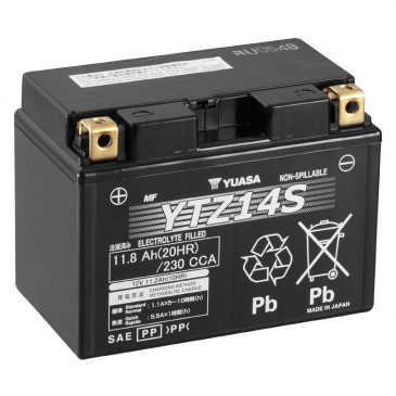 BATTERY 12V 11,8 Ah YTZ14S YUASA MF HIGH PERFORMANCE "READY TO USE" (Lg150xWd87xH110) 4906958001518