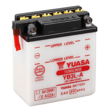 BATTERIE 12V 3 Ah YB3L-A YUASA YUMICRON AVEC ENTRETIEN (Lg98xL56xH110mm) 5050694000096