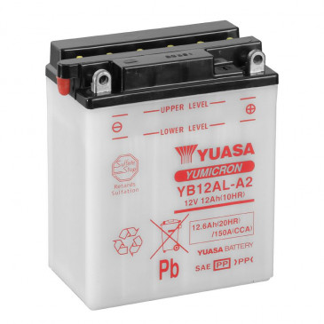 BATTERIE 12V 12 Ah YB12AL-A2 YUASA YUMICRON AVEC ENTRETIEN (Lg134xL80xH160mm)