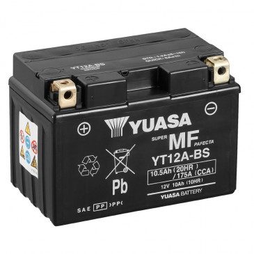 BATTERY 12V 10 Ah YT12A-BS YUASA MF MAINTENANCE FREE-SUPPLIED WITH ACID PACK (Lg150xWd87xH105)