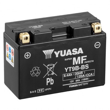 BATTERY 12V 8 Ah YT9B-BS YUASA MF HIGH PERFORMANCE SUPPLIED WITH ACID PACK (Lg150xWd70xH105) 5050694004568