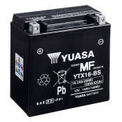 BATTERIE 12V 14 Ah YTX16-BS YUASA MF SANS ENTRETIEN LIVREE AVEC PACK ACIDE (Lg150xL87xH161mm)