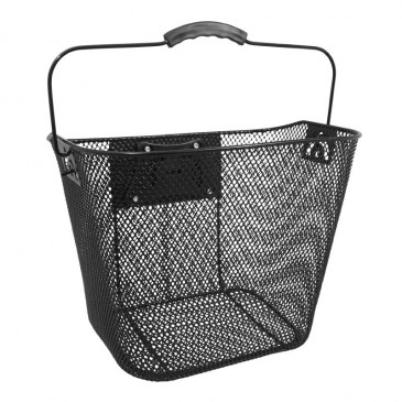 FRONT BASKET- STEEL MESH- NEWTON BLACK QUICK RELEASE ON CLIPS RPD 25,4/31,8mm 19L (Lg35xL25xH25)