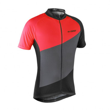 ADULT CYCLING JERSEY - GIST FLOW -SHORT SLEEVES- FULL LENGHT ZIP - RED/BLACK/GREY - XXL