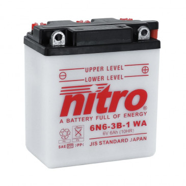 BATTERY 6V 6,3 Ah 6N6-3B-1 NITRO - WITH MAINTENANCE (Long 99mm x Wd 57mm x H. 111mm)