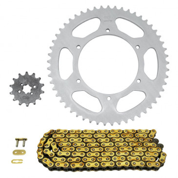 KIT CHAINE ADAPTABLE DERBI 50 GPR RACING 2004>2005, 50 GPR 2004>2005 420 14x53 (DIAM COURONNE 108/123/6.5) -AFAM- 3700948275467