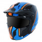 HELMET - FOR TRIAL - MT STREETFIGHTER SV -SINGLE VISOR- WITH REMOVABLE CHIN GUARD + ADDITIONAL MIROR VISOR - FLUO ORANGE/BLUE/GLOSS BLACK XS