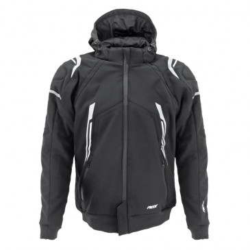 JACKET ADX RSX BLACK/WHITE L WITH REMOVABLE HOOD-WITH PROTECTIONS EXCEPT BACK PROTECTOR (APPROVED NF EN 17092-4 : 2020)