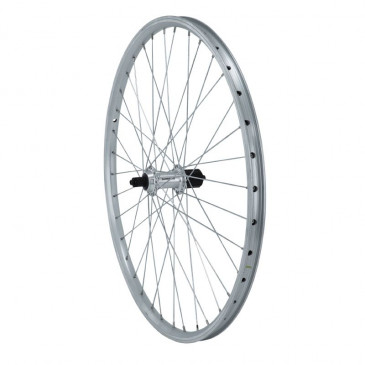 ROUE VTT PATIN BLOCAGE 26" ER10 ARRIERE ARGENT MOYEU SHIMANO QC300 10/9/8V COMPATIBLE 7V 36 RAYONS JANTE 21C 3660429030377