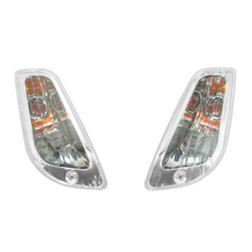 TURN SIGNAL FOR SCOOT PIAGGIO 50 VESPA LX 2/4 STROKE, 125 VESPA LX - FRONT - TRANSPARENT (PAIR) -HOMOLOGUE CE- -P2R-