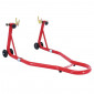 LEVE/BEQUILLE MOTO STAND P2R ARRIERE UNIVERSEL RENFORCE ACIER ROUGE AVEC SUPPORT EN V (LONG 800mm - LARG 500mm - HAUT 330mm) 3700948206041