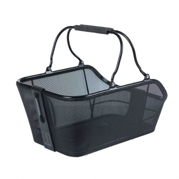 PANIER ARRIERE ACIER NID ABEILLE BASIL CENTO TECH NOIR SYSTEME MIK SUR PORTE BAGAGE IDEAL POUR E-BIKE/VAE (L46xl34xH25cm) AVEC ECLAIRAGE LED (COMPATIBLE AVEC 157030) 8715019112782