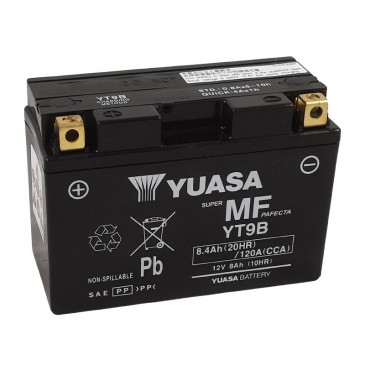 BATTERIE 12V 8 Ah YT9B YUASA ACTIVEE EN USINE PRETE A L'EMPLOI (Lg150xL70xH105mm)