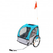 REMORQUE VELO ENFANT COUVERTE 2 PLACES MAXI 45Kg COLORI BLEU AVEC ROUES 20" à BLOCAGE ET FIXATION AXE DE ROUE ARRIERE - MONTAGE RAPIDE SANS OUTIL (2 ENFANTS DE 18KGS ET 1 BAGAGE DE 9KGS) 3700948086384