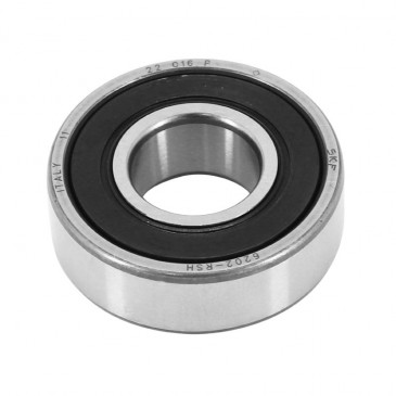 ROULEMENT DE ROUE 6202-RSH (15x35x11) SKF (ETANCHE COTE EXTERIEUR ET STANDARD COTE INTERIEUR) ADAPTABLE DERBI 50 SENDA DRD AV/AR, GPR 50 AV/AR / GILERA 50 SMT AV/AR, RCR AV/AR (VENDU A L'UNITE)