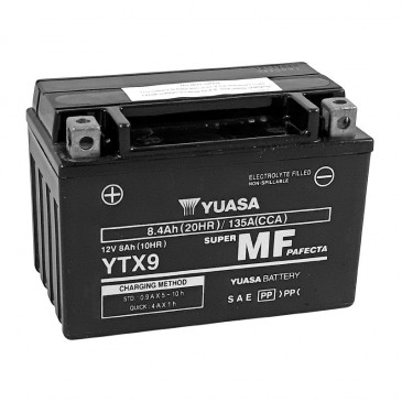 BATTERY 12V 8 Ah YTX9 YUASA FACTORY ACTIVATED "READY TO USE" (Lg150x wd87xH105mm)