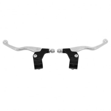 LEVIER/POIGNEE DE FREIN CYCLO ALU COURT M84 SIMPLE FIXATION NOIR/POLI (PAIRE) -SELECTION P2R- 3700948230961