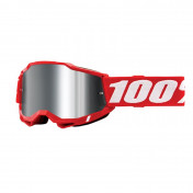 MOTOCROSS GOOGLES 100% ADULT ACCURI 2 ESSENTIAL - FLUO RED - MIRRORED LENS - ANTI-SCRATCH/NO FOG.