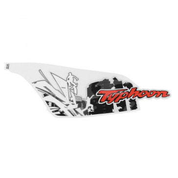 DECAL- ON LEFT REAR COWL "PIAGGIO GENUINE PART" 50 TYPHOON 2018> FOR BLACK VERSION 85/B -2H002553000A1-