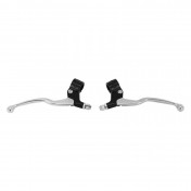 LEVIER/POIGNEE DE FREIN CYCLO ALU LONG M77 NOIR/POLI (PAIRE) -SELECTION P2R- 3700948208557