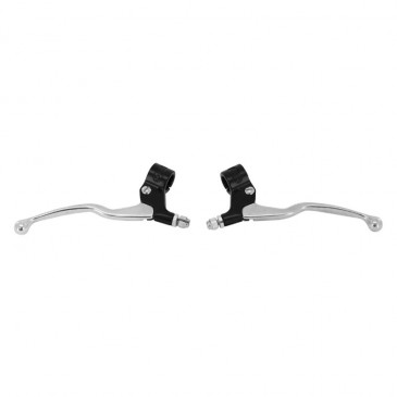 LEVIER/POIGNEE DE FREIN CYCLO ALU LONG M77 NOIR/POLI (PAIRE) -SELECTION P2R- 3700948208557
