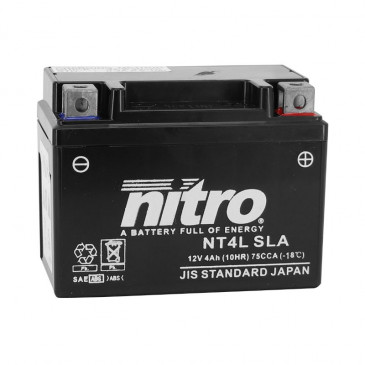 BATTERY 12V 4 Ah NT4L NITRO SLA MAINTENANCE FREE "READY TO USE" (Lg120xWd71xH91) (EQUALS YTC4L-BS / AGM / GEL) 5414837002628