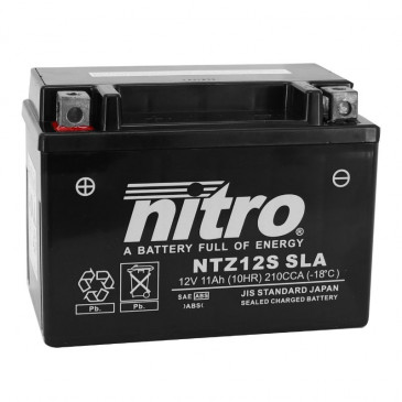 BATTERY 12V 11 Ah NTZ12S NITRO SLA MAINTENANCE FREE "READY TO USE" (Lg151xWd87xH110) (EQUALS YTZ12S / AGM / GEL) 5414837002833