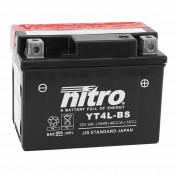 BATTERIE 12V 3 Ah NT4L-BS NITRO MF SANS ENTRETIEN AVEC PACK ACIDE (Lg114xL71xH86mm) (EQUIVALENT YT4L-BS)