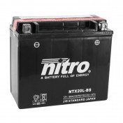 BATTERY 12V 18Ah NTX20L-BS NITRO MF MAINTENANCE FREE-SUPPLIED WITH ACID PACK (Lg175xWd87xH155) (EQUALS YTX20L-BS)