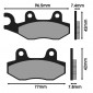 BRAKE PADS - POLINI BENELLI 150 CAFFENERO / PEUGEOT 400 SATELLIS, 400-500 GEOPOLIS / SUZUKI 400 BURGMAN (L 96.5mm - 77mm - H 42mm - thk 7-4mm - 7.8mm) (174.0063) (ORIGINAL)