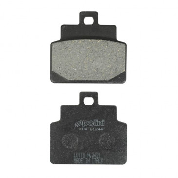 PLAQUETTE DE FREIN POLINI POUR APRILIA 125 HABANA, 125 LEONARDO, 100 SCARABEO, 125 SR, 125 MOJITO (L 53.8mm - H 50.7mm - P 8mm) (174.0028) (ORIGINAL) 8054705043185