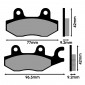 BRAKE PADS -POLINI FOR KYMCO 50 AGILITY, 125-150 B&W, 150 PEOPLE, 250 YUP, 50-125 LIKE, 50 TOP BOY, 50 SUPER 9, 200 DINK (L 77mm - 96.5mm - H 42mm - thk9.2mm) (174.2021) (SINTERED) 8054705043765
