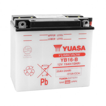 BATTERIE 12V 19 Ah YB16-B YUASA YUMICRON AVEC ENTRETIEN (Lg175xL100xH155mm)