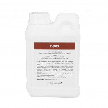 DETERGENT NETTOYEUR/BAC ULTRASONS PROFESSIONNEL DD03 1L (DEGRAISSE + DESOXYDE - PRODUIT SURPUISSANT) (A DILUER 2 A 5%)