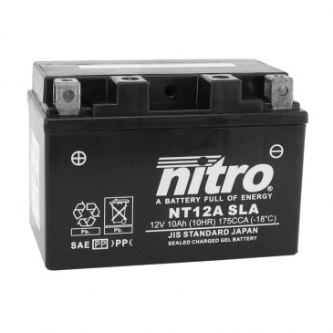 BATTERIE 12V 10 Ah NT12A NITRO AGM ACTIVEE EN USINE PRETE A L'EMPLOI (Lg150xL87xH105mm)