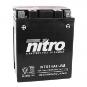 BATTERIE 12V 12 Ah NTX14AH-BS NITRO MF SANS ENTRETIEN AVEC PACK ACIDE (Lg134xL89xH166mm)