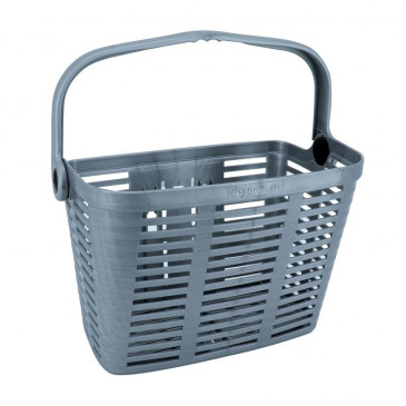 FRONT BASKET- PLASTIC - GREY FOR EBIKE - WITH HANDLE - Wd 90mm - ON CLIPS (WITH ADAPTER Ø 22/26/32) - MAX LOAD 5 KGS 8020092011021