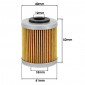 FILTRE A HUILE MOTO ADAPTABLE KTM 250-400-450-520-525 EXC, 690 DUKE, 450-525 SMR, 690 SUPERMOTO, 400-450 SX / BETA 250-400-450-525 RR (41x52mm) -HIFLOFILTRO HF157- 824225110302