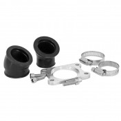 PIPE ADMISSION 50 A BOITE REPLAY SOUPLE POUR MINARELLI 50 AM6/BETA 50 RR/PEUGEOT 50 XP6/YAMAHA 50 TZR, DTR (POUR PHBG/PHVA, DIAMETRE INTERIEUR 24mm, AVEC 2 MANCHONS 30° + 45°) 3700948224038